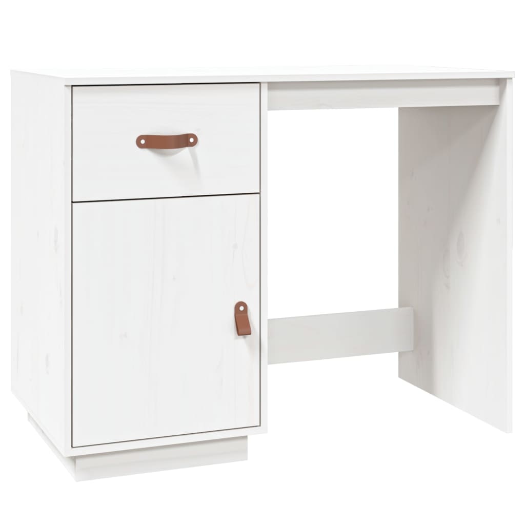 Schreibtisch mit Schränken Weiß 135x50x75 cm Massivholz Kiefer - Pazzar.ch