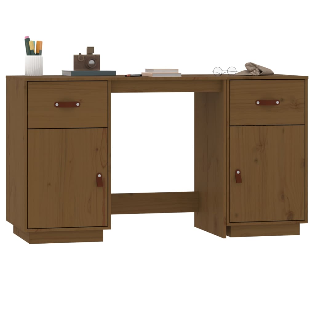 Schreibtisch mit Schränken Honigbraun 135x50x75 cm Massivholz