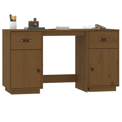 Schreibtisch mit Schränken Honigbraun 135x50x75 cm Massivholz - Pazzar.ch