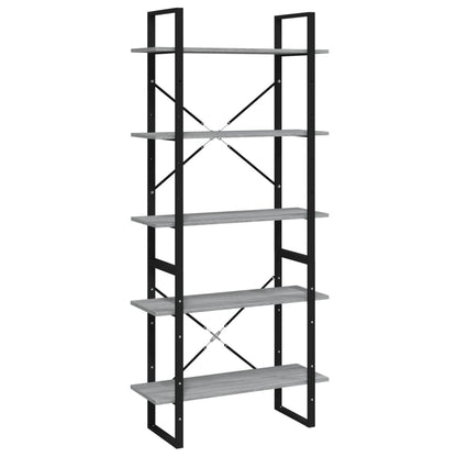 Bücherregal 5 Fächer Grau Sonoma-Eiche 80x30x175 Holzwerkstoff - Pazzar.ch