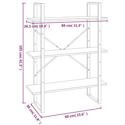 Bücherregal 5 Fächer Grau Sonoma-Eiche 80x30x175 Holzwerkstoff - Pazzar.ch