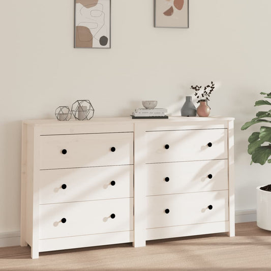 Sideboard Weiß 140x35x80 cm Massivholz Kiefer - Pazzar.ch