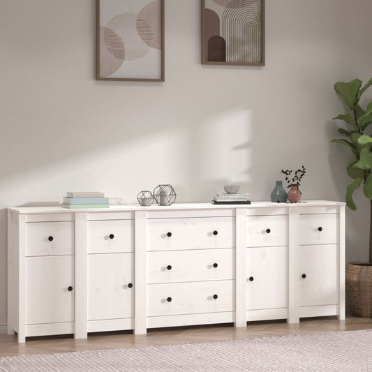 Sideboard Weiß 230x35x80 cm Massivholz Kiefer - Pazzar.ch