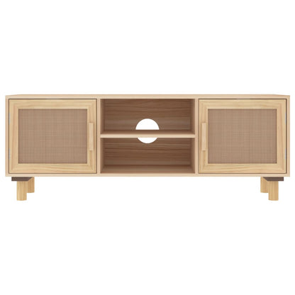 TV-Schrank Braun 105x30x40 cm Massivholz Kiefer Natur-Rattan - Pazzar.ch