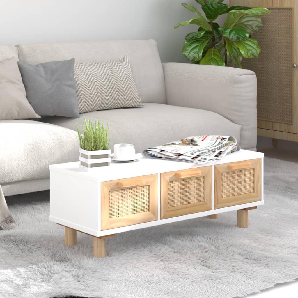 Couchtisch Weiß 80x40x30 cm Holzwerkstoff & Massivholz Kiefer - Pazzar.ch