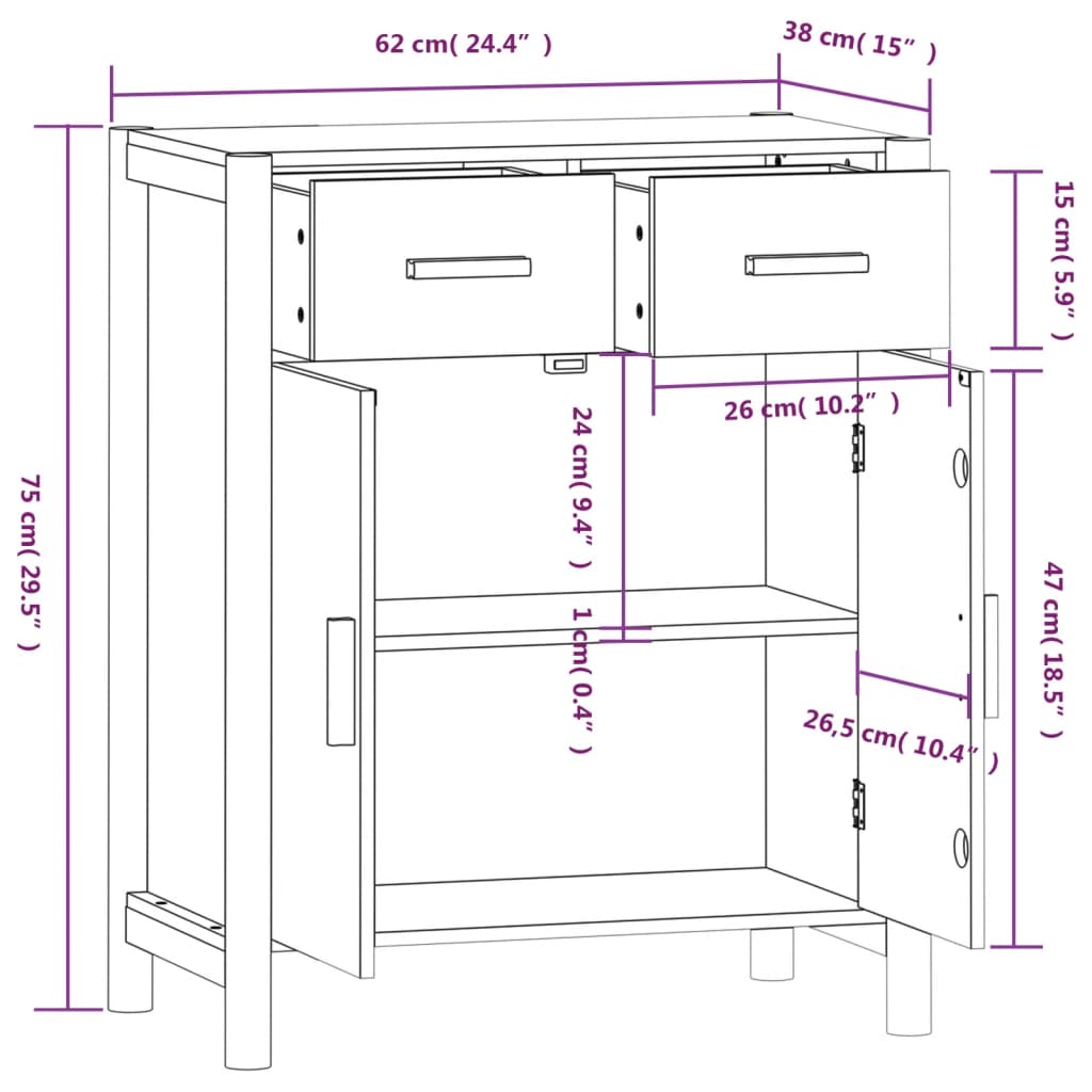 Sideboard Weiß 62x38x75 cm Holzwerkstoff - Pazzar.ch