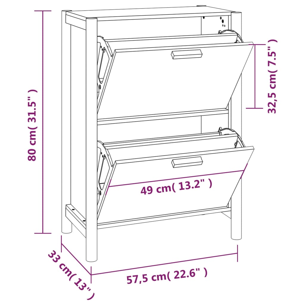 Schuhschrank 57,5x33x80 cm Holzwerkstoff - Pazzar.ch