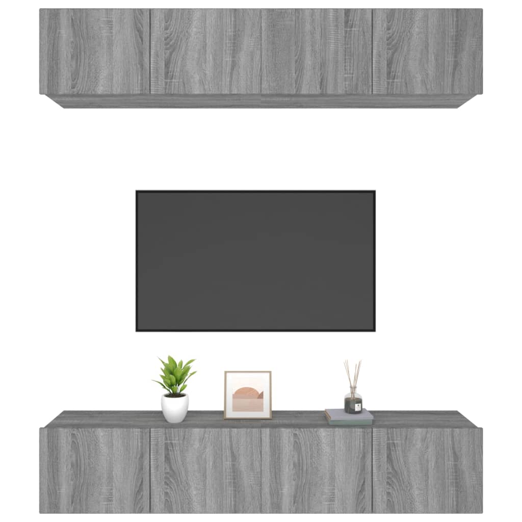 TV-Schränke 4 Stk. Grau Sonoma 80x30x30 cm Holzwerkstoff - Pazzar.ch