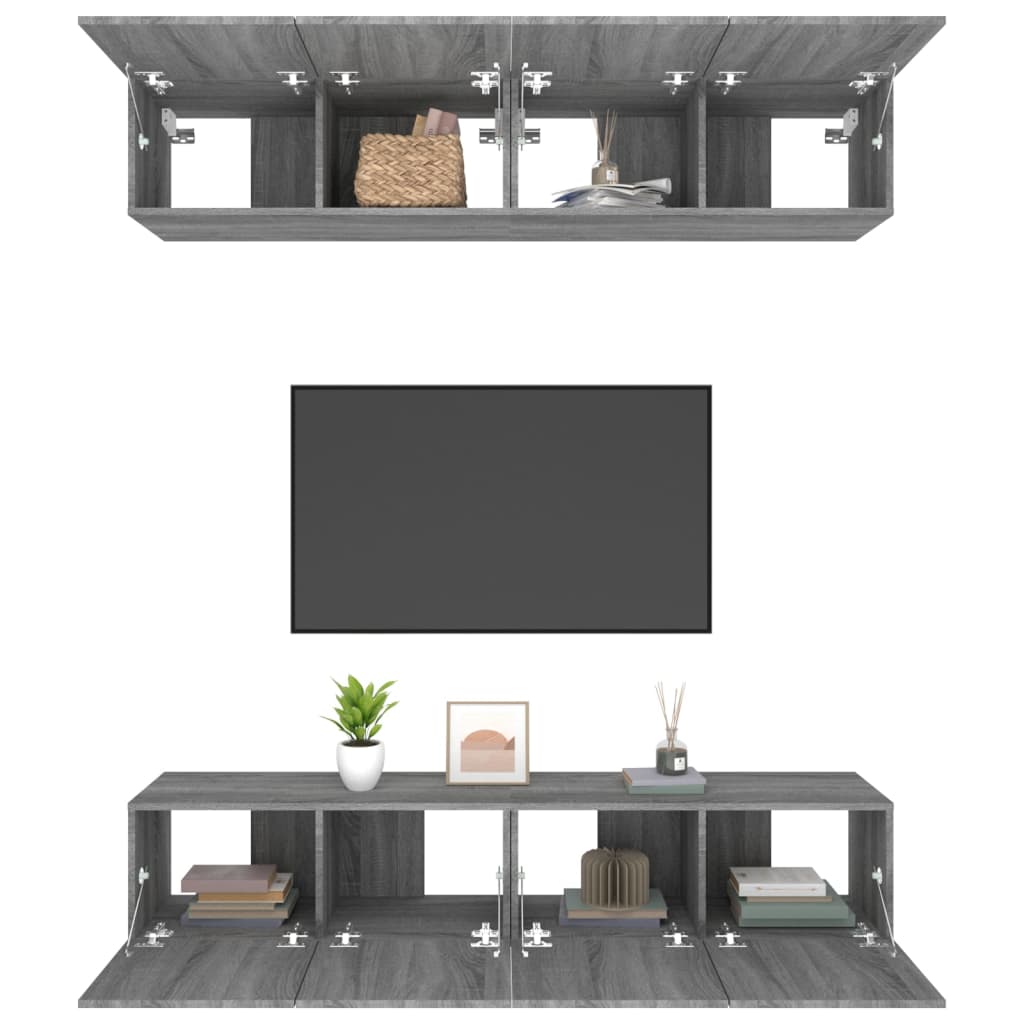 TV-Schränke 4 Stk. Grau Sonoma 80x30x30 cm Holzwerkstoff - Pazzar.ch