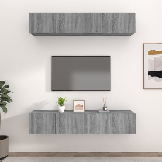 TV-Schränke 4 Stk. Grau Sonoma 80x30x30 cm Holzwerkstoff - Pazzar.ch