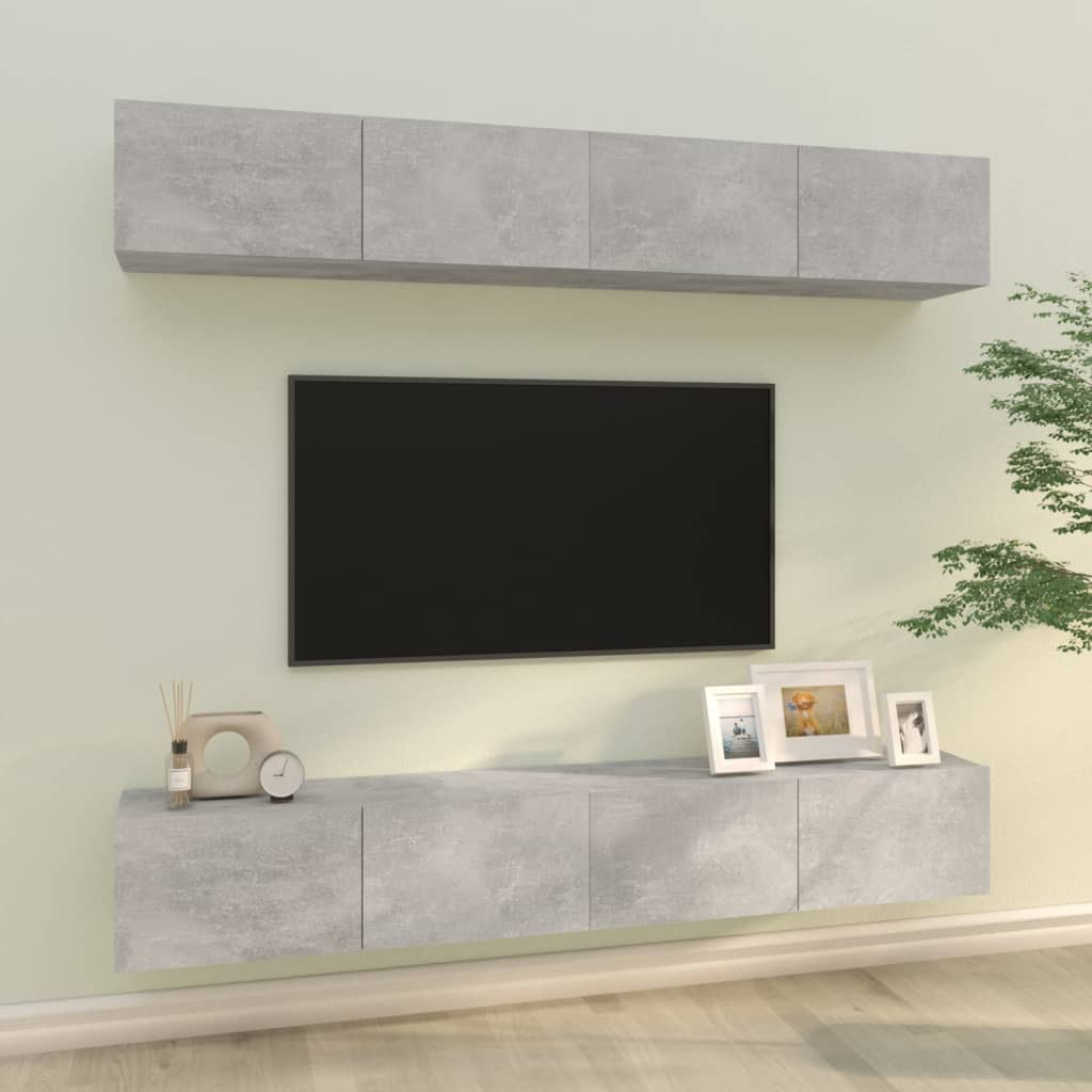 TV-Wandschränke 4 Stk. Betongrau 100x30x30 cm - Pazzar.ch