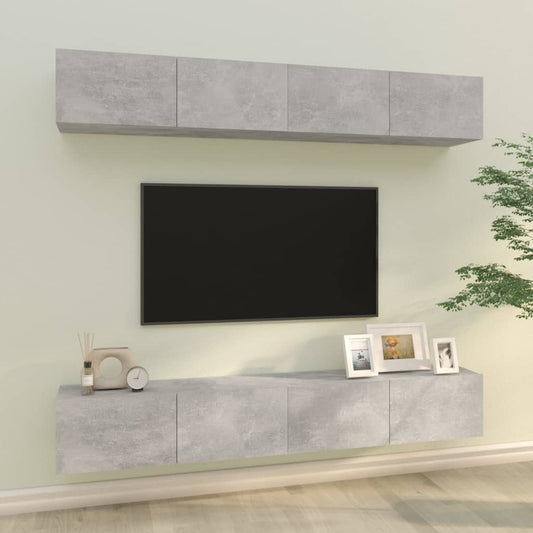 TV-Wandschränke 4 Stk. Betongrau 100x30x30 cm - Pazzar.ch