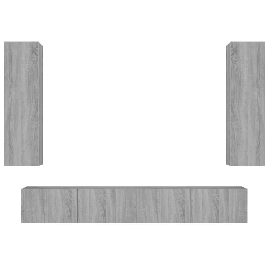 4-tlg. TV-Schrank-Set Grau Sonoma Holzwerkstoff - Pazzar.ch