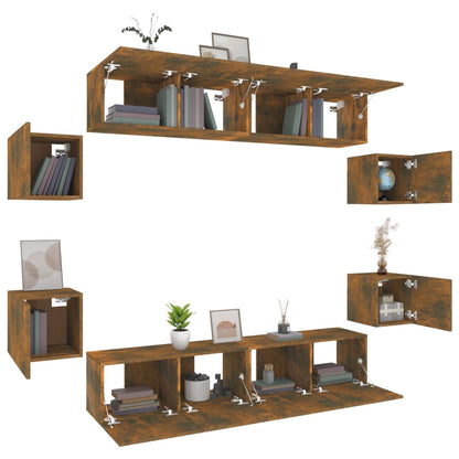 8-tlg. TV-Schrank-Set Räuchereiche Holzwerkstoff - Pazzar.ch