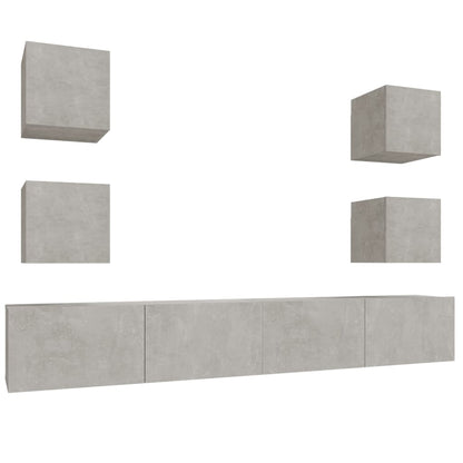 6-tlg. TV-Schrank-Set Betongrau Holzwerkstoff - Pazzar.ch