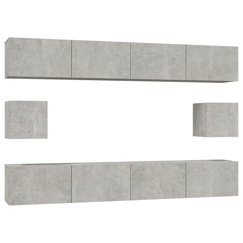 6-tlg. TV-Schrank-Set Betongrau Holzwerkstoff - Pazzar.ch