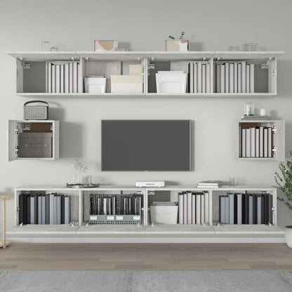6-tlg. TV-Schrank-Set Betongrau Holzwerkstoff - Pazzar.ch