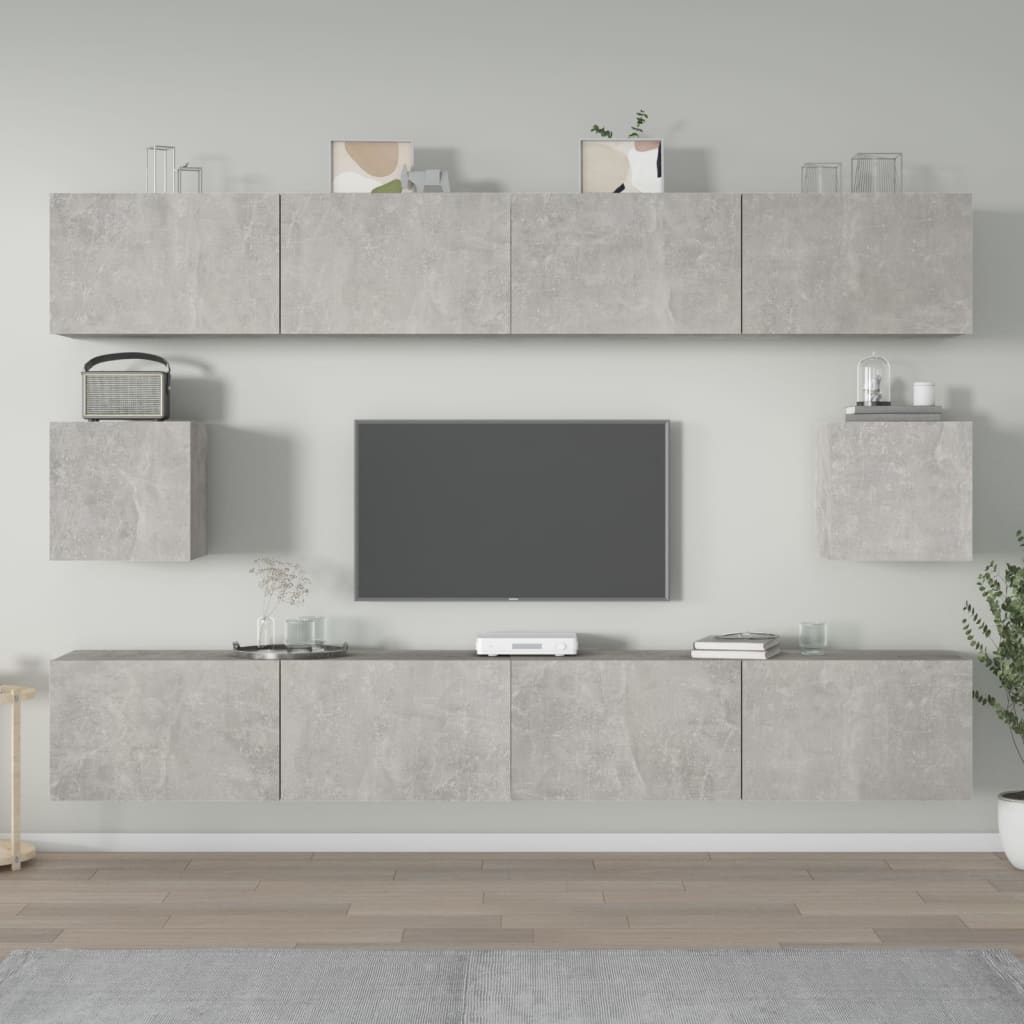 6-tlg. TV-Schrank-Set Betongrau Holzwerkstoff - Pazzar.ch