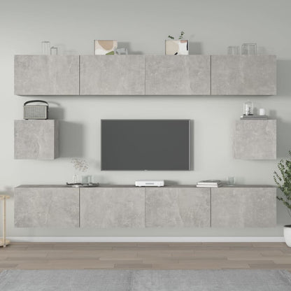 6-tlg. TV-Schrank-Set Betongrau Holzwerkstoff - Pazzar.ch