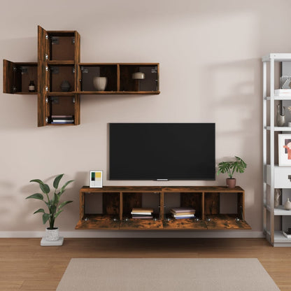 7-tlg. TV-Schrank-Set Räuchereiche Holzwerkstoff - Pazzar.ch