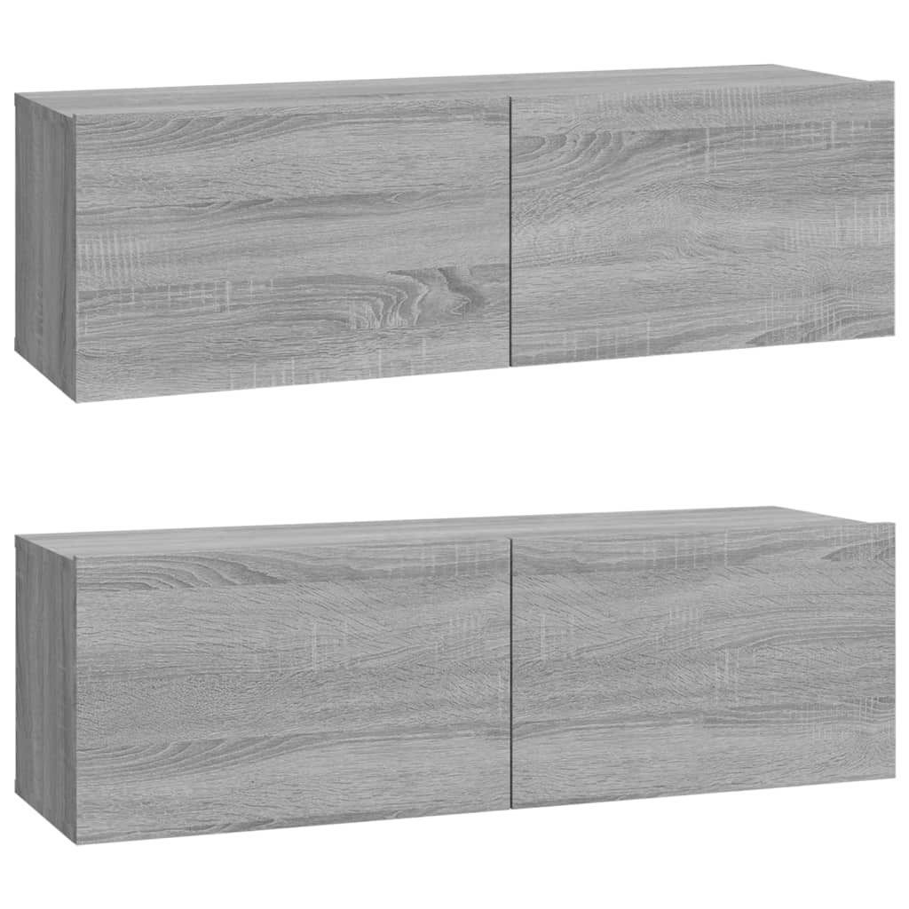 4-tlg. TV-Schrank-Set Grau Sonoma Holzwerkstoff - Pazzar.ch