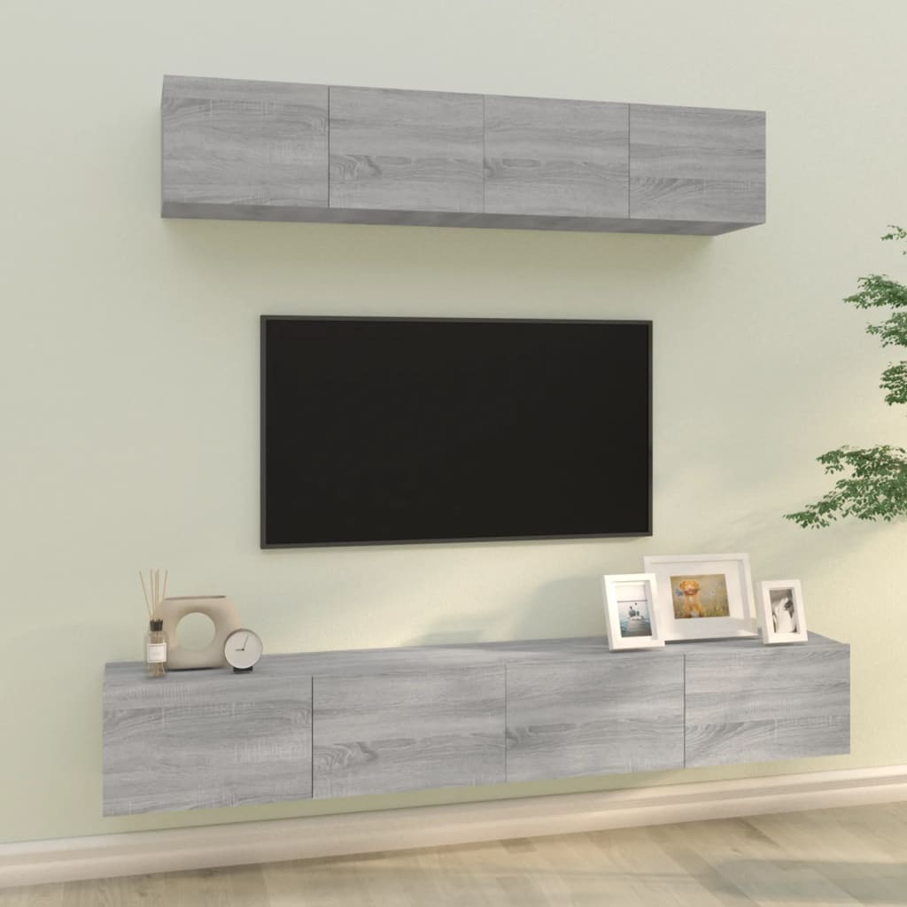 4-tlg. TV-Schrank-Set Grau Sonoma Holzwerkstoff