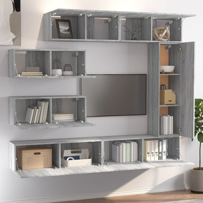 7-tlg. TV-Schrank-Set Grau Sonoma Holzwerkstoff - Pazzar.ch