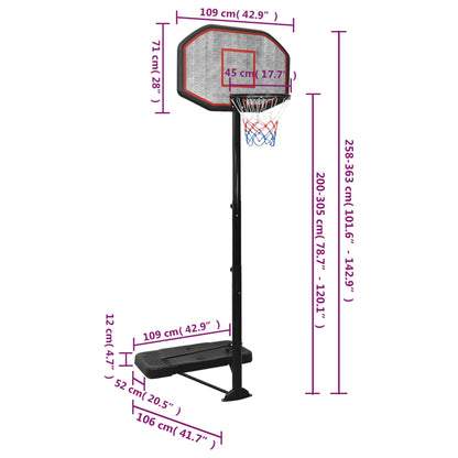 Basketballständer Schwarz 258-363 cm Polyethylen - Pazzar.ch