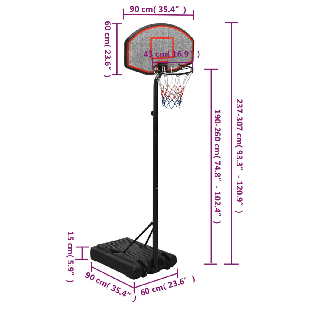Basketballständer Schwarz 237-307 cm Polyethylen - Pazzar.ch