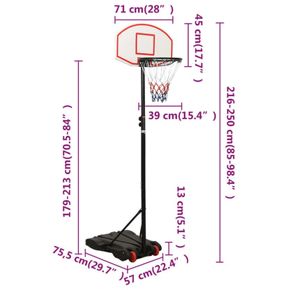 Basketballständer Weiß 216-250 cm Polyethylen - Pazzar.ch