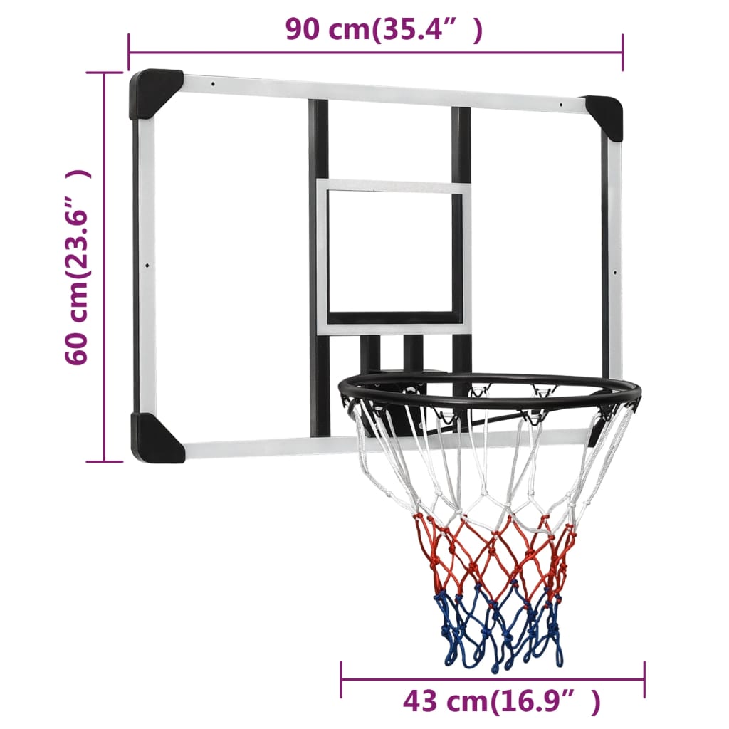 Basketballkorb Transparent 90x60x2,5 cm Polycarbonat - Pazzar.ch