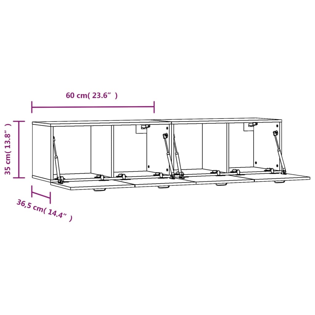 Wandschränke 2Stk Braun Eichen-Optik 60x36,5x35cm Holzwerkstoff - Pazzar.ch