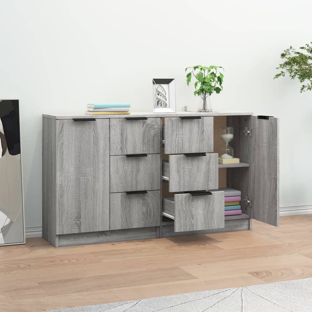 Sideboards 2 Stk. Grau Sonoma 60x30x70 cm Holzwerkstoff - Pazzar.ch