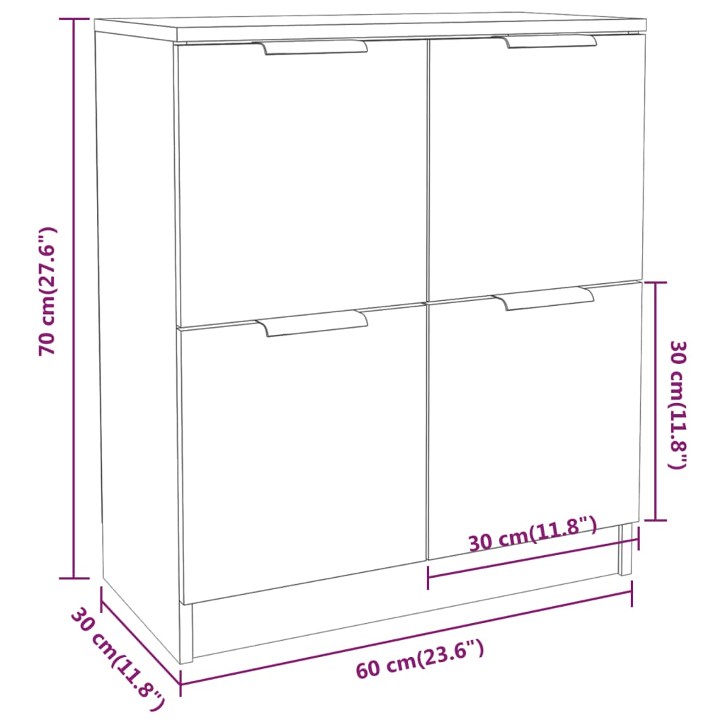 Sideboards 2 Stk. Weiß 60x30x70 cm Holzwerkstoff - Pazzar.ch