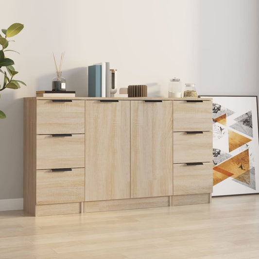 Sideboards 3 Stk. Sonoma-Eiche Holzwerkstoff - Pazzar.ch