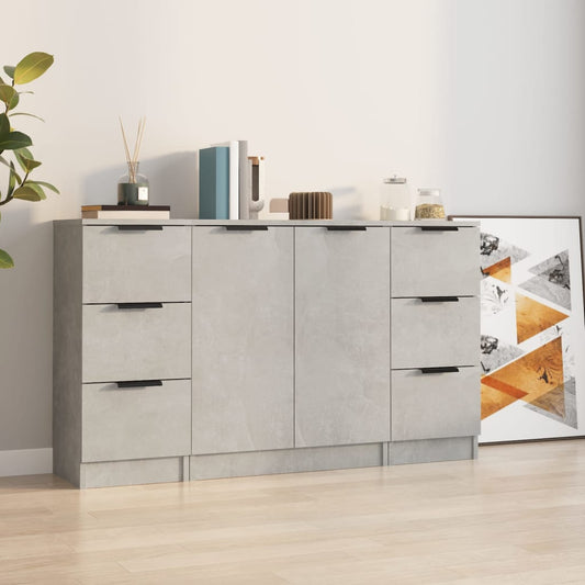 Sideboards 3 Stk. Betongrau Holzwerkstoff - Pazzar.ch