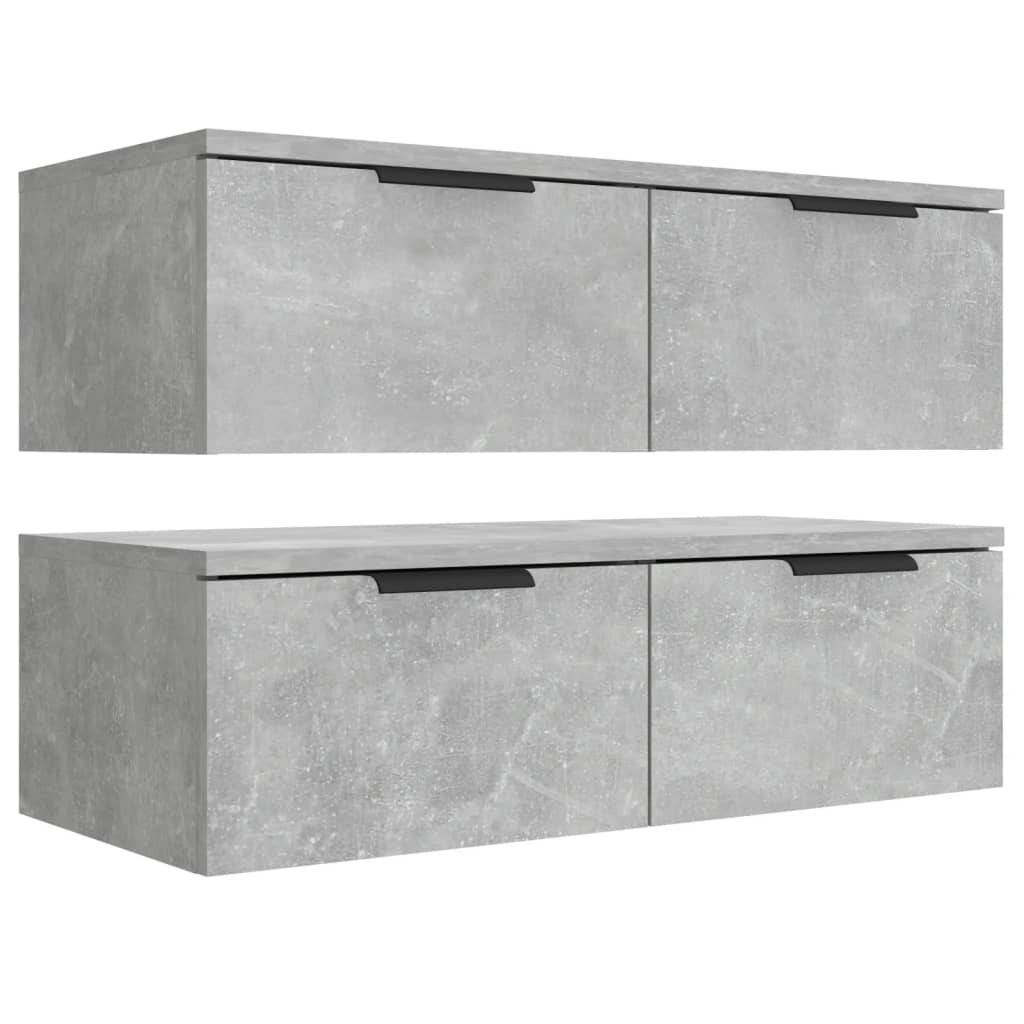 Wandschränke 2 Stk. Betongrau 68x30x20 cm Holzwerkstoff - Pazzar.ch