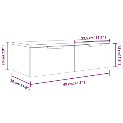 Wandschränke 2 Stk. Betongrau 68x30x20 cm Holzwerkstoff - Pazzar.ch