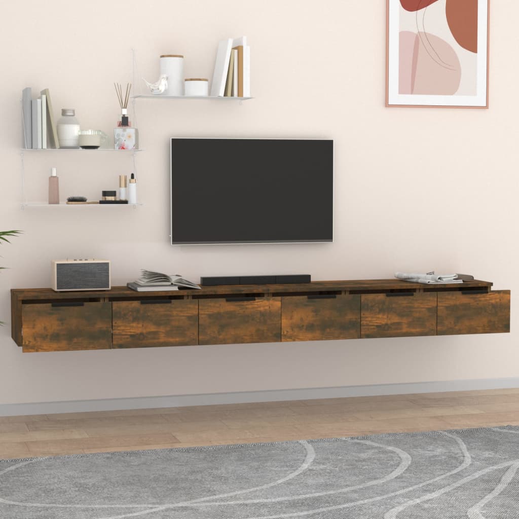 Wandschränke 2 Stk. Räuchereiche 102x30x20 cm Holzwerkstoff - Pazzar.ch