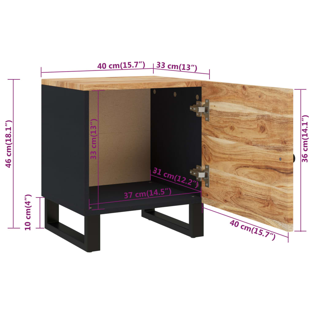 Nachttisch 40x33x46 cm Massivholz Akazie - Pazzar.ch