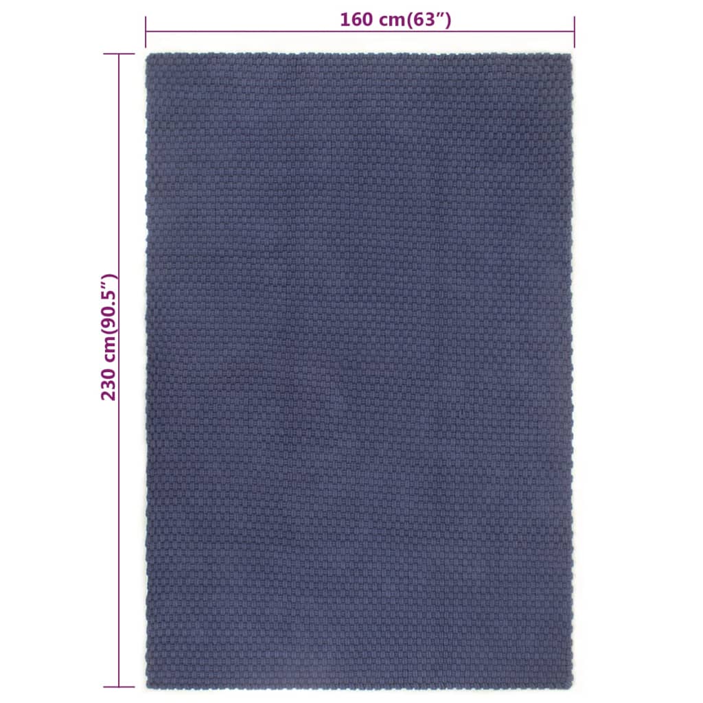 Teppich Rechteckig Marineblau 160x230 cm Baumwolle - Pazzar.ch