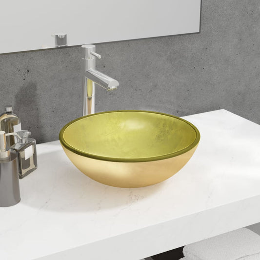 Waschbecken Hartglas 35x12 cm Golden - Pazzar.ch