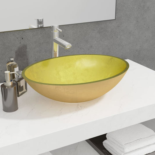 Waschbecken Glas 50x37x14 cm Gold - Pazzar.ch