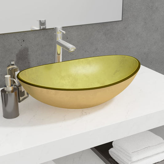 Waschbecken Hartglas 54,5x35x15,5 cm Golden - Pazzar.ch