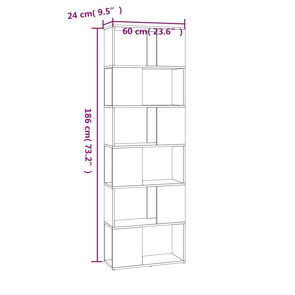Bücherregal/Raumteiler Braun Eichen-Optik 60x24x186 cm - Pazzar.ch