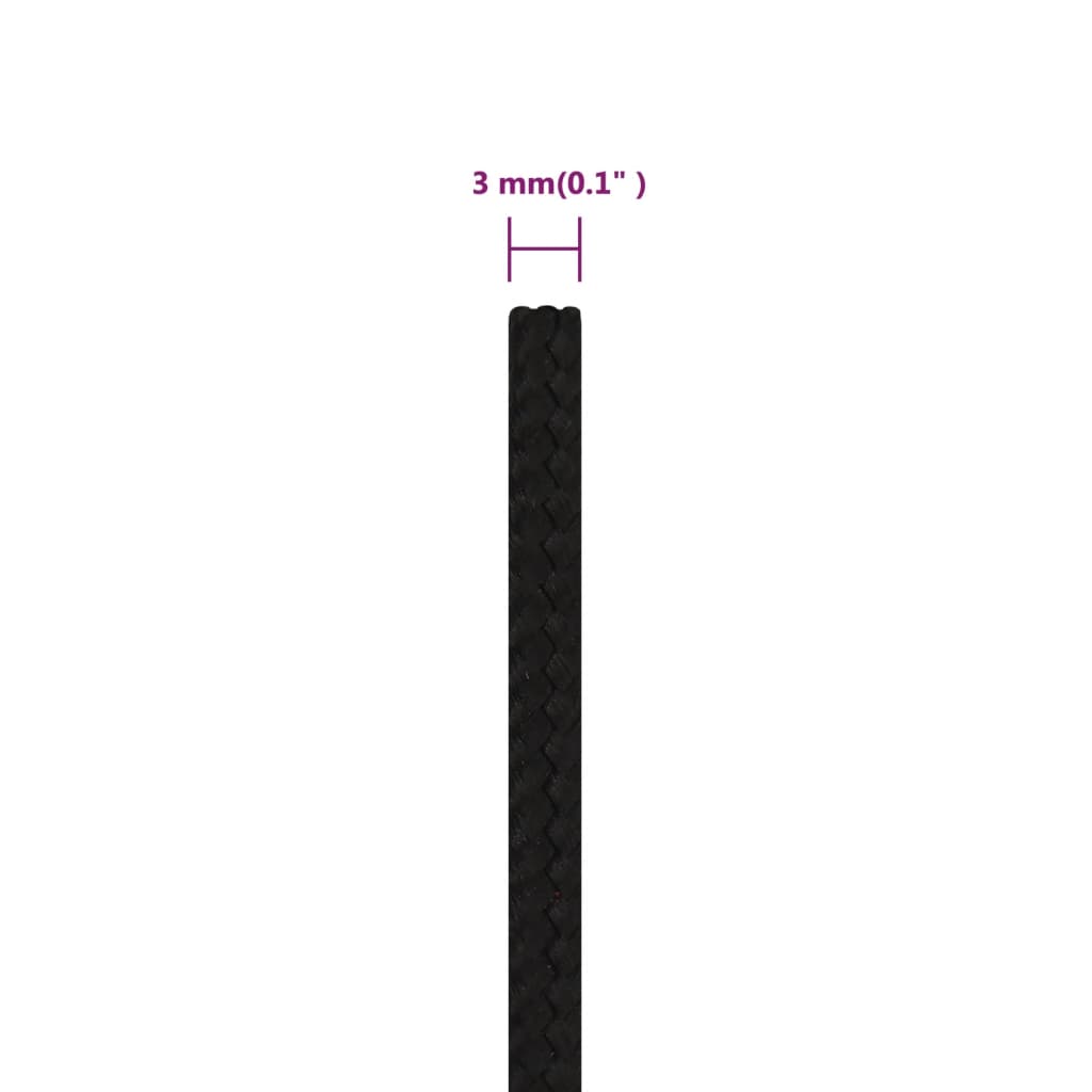 Arbeitsseil Schwarz 3 mm 25 m Polyester - Pazzar.ch