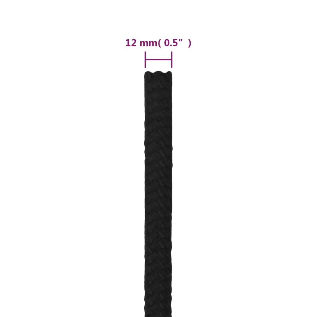 Arbeitsseil Schwarz 12 mm 100 m Polyester - Pazzar.ch