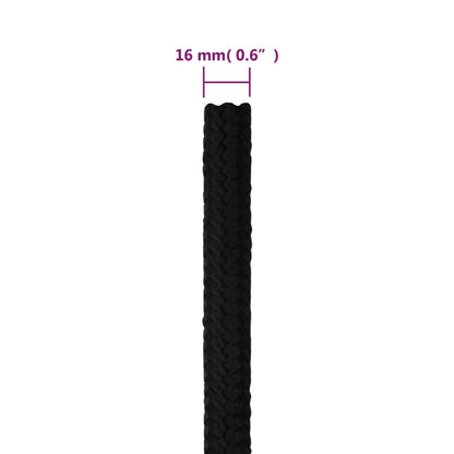 Arbeitsseil Schwarz 16 mm 50 m Polyester - Pazzar.ch