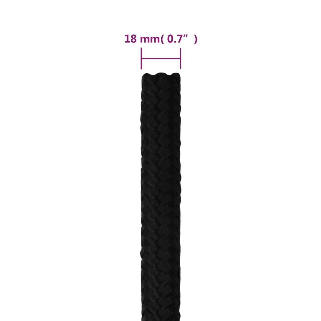 Arbeitsseil Schwarz 18 mm 50 m Polyester - Pazzar.ch