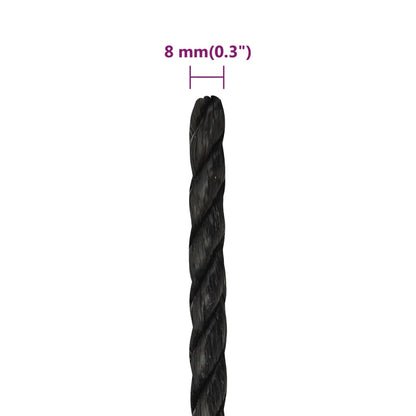 Arbeitsseil Schwarz 8 mm 50 m Polypropylen - Pazzar.ch